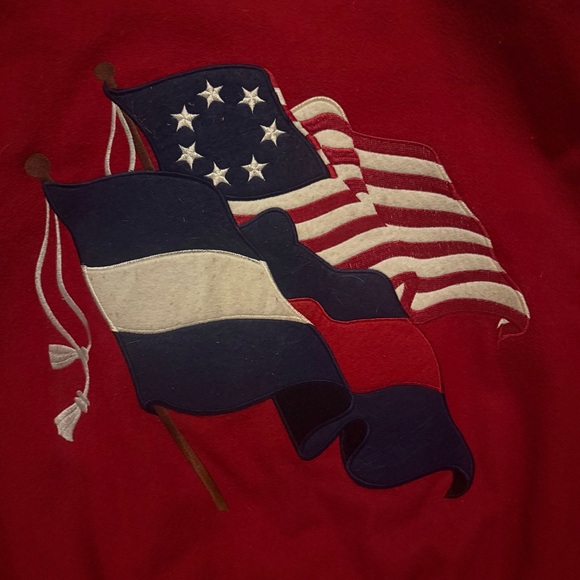 VTG 80s Red Varsity Jacket  EAST WEST by Panda Group Wool Blend LeatherSz Medium - Picture 4 of 6